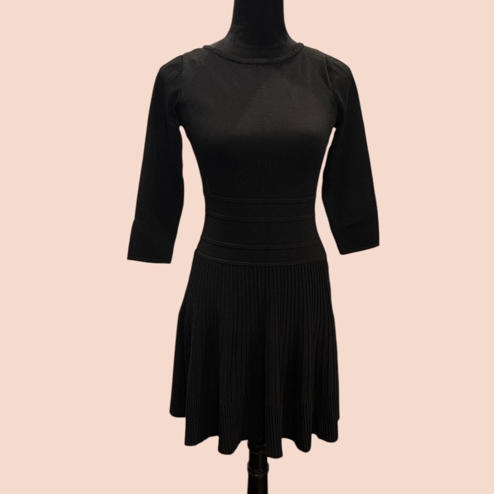 Lauren Ralph Lauren Green Label Black Fit & Flare 3/4 Sleeve Midi Dress PS